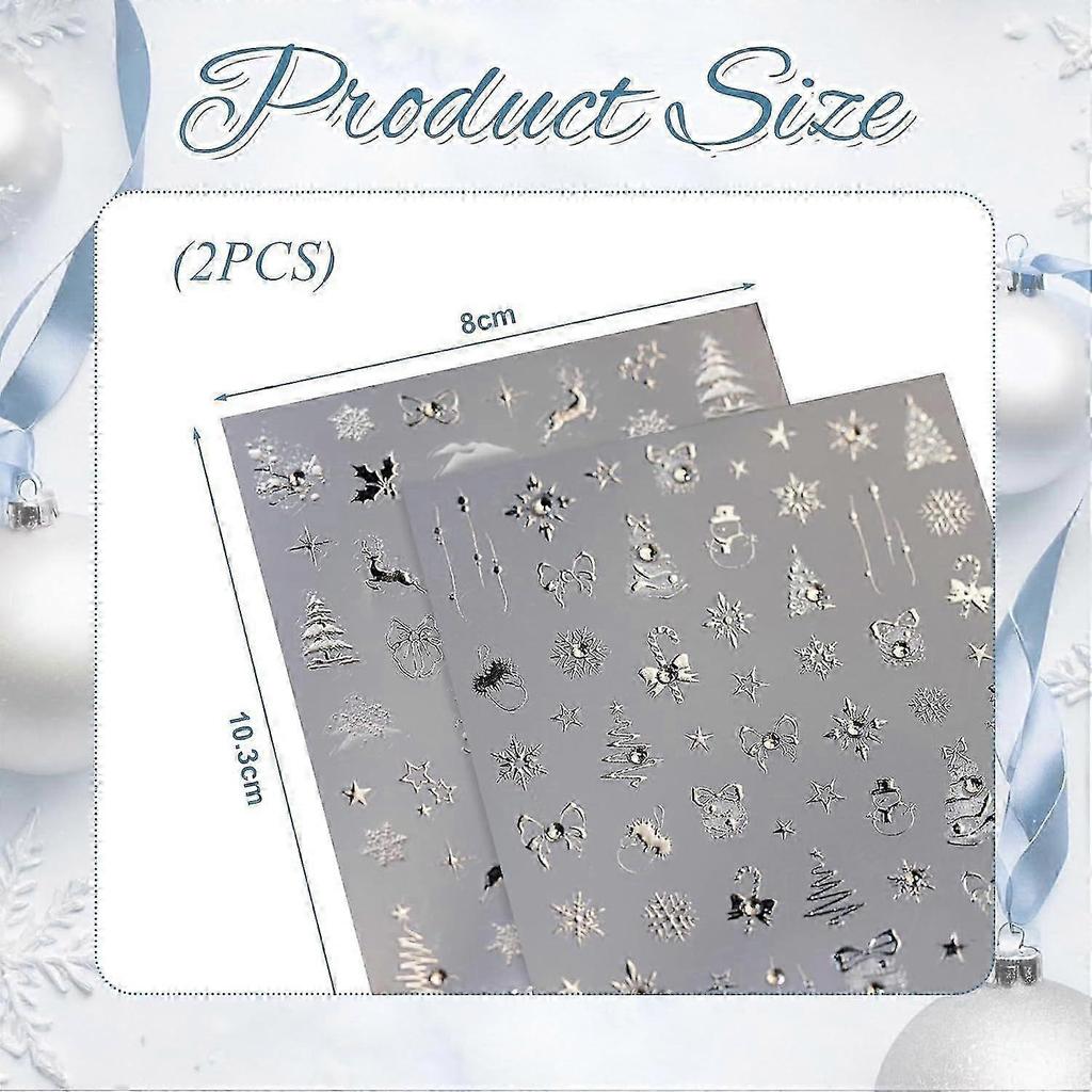 Christmas Nail Stickers, 2pcs 5D Nail Art Stickers, Nail Charms, Nail Stickers, Nail Stickers, Self-Adhesive, Charms Nails, Nail Design, Christmas Gif