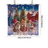 1pc Merry Christmas Cute Kitten Printed Waterproof Partition Privacy Curtain with 12 Hooks Multiple Sizes