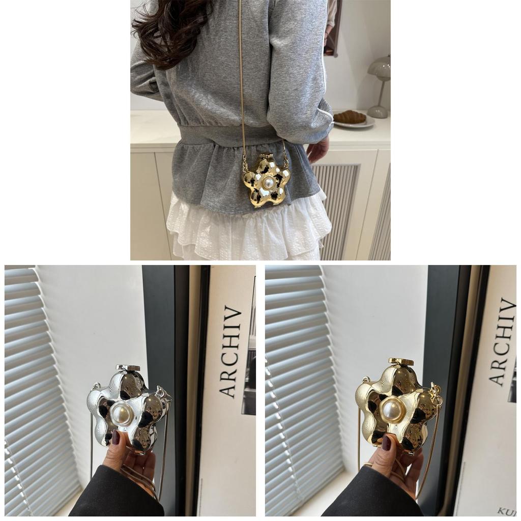 Mini Pu Box Bag With Flower Embellishments For Daily Casual Wear
