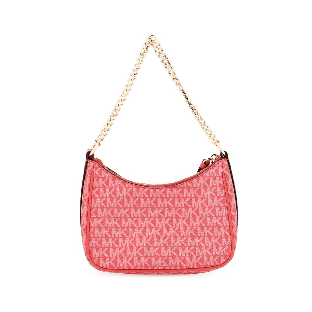 Michael Kors MK Jet Set Charm 20 Potisk loga Uzavírání na zip Kožené lemování Taška přes rameno Dámské kabelky Růžová 32H1GT9C1V-DAHLIA
