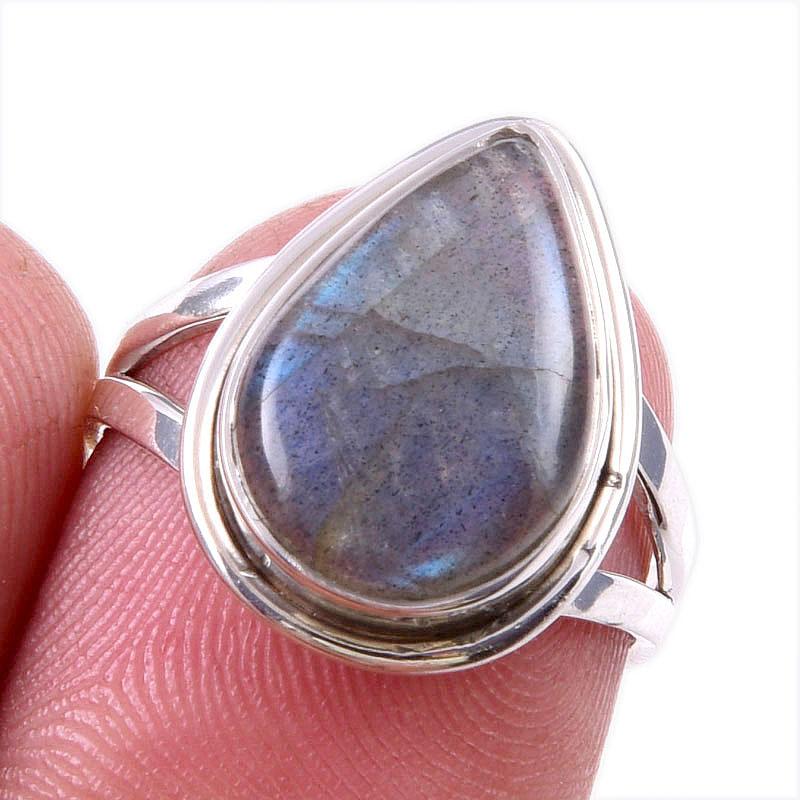 Natural Labradorite Gemstone 925 Solid Sterling Silver Jewelry Ring Size 6 D0i08