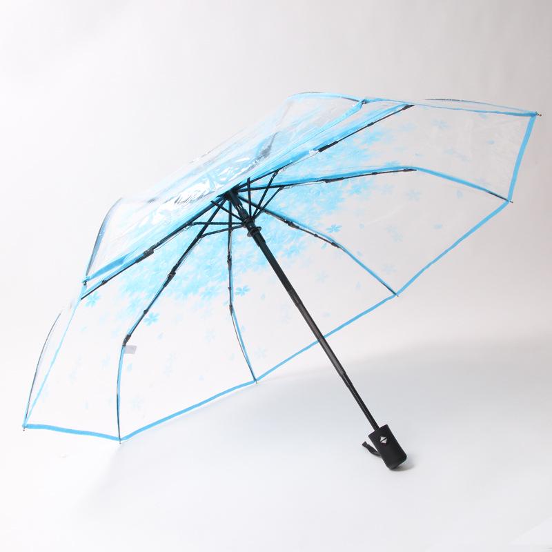 Umbrelă Automată Pliabilă Transparentă cu Flori de Cireș pentru Toate Condițiile Meteorologice - Ideală pentru Studenți