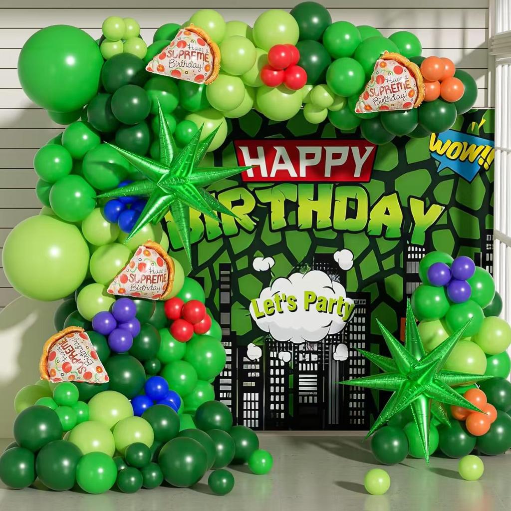 Green Balloon Chain Set, Forest Style Birthday Balloon Arch Wreath Set