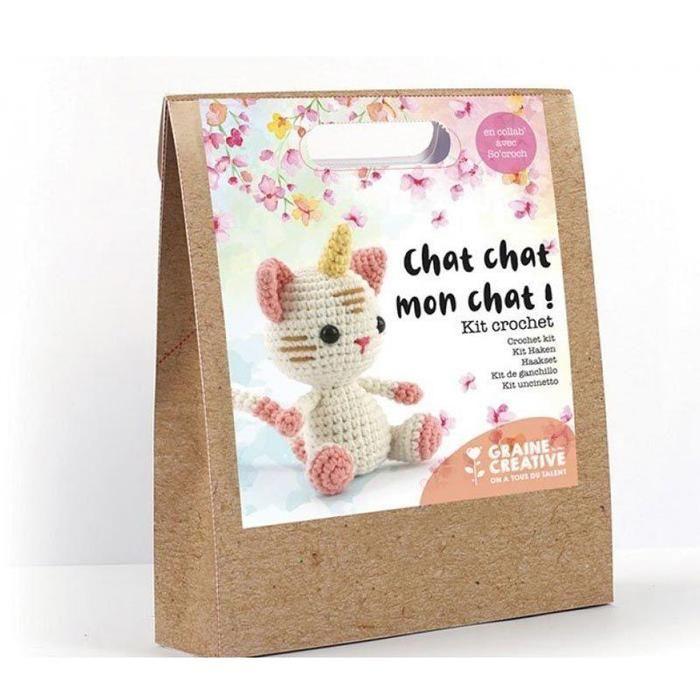 Kit Crochet Chat-Licorne - Graines Creatives - 15 cm - Multicolore
