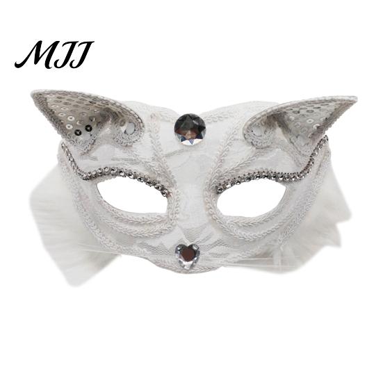 Festive Cat Costume Accessory Halloween Masque Half Face Lace Masquerade Funny Fox Animal Cosplay for Carnival Ball Party Accessories