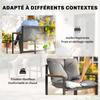 3 Piece Garden Furniture Set 2 Seater With 2 Armchairs And 1 Coffee Table Tempered Glass Top And Cushions Gray