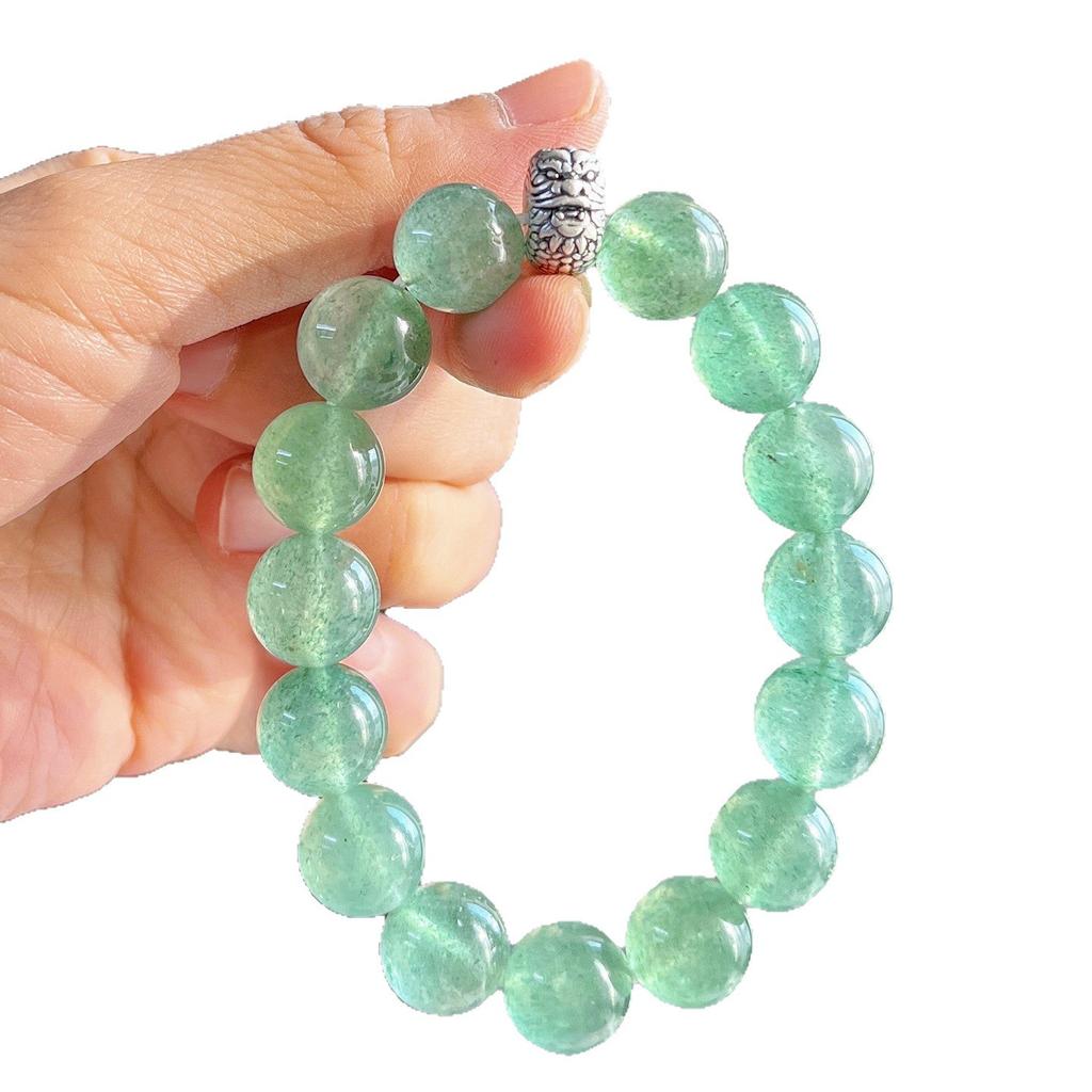 12Mm925 Silver Large Particle High Quality Natural Green Strawberry Crystal Bracelet