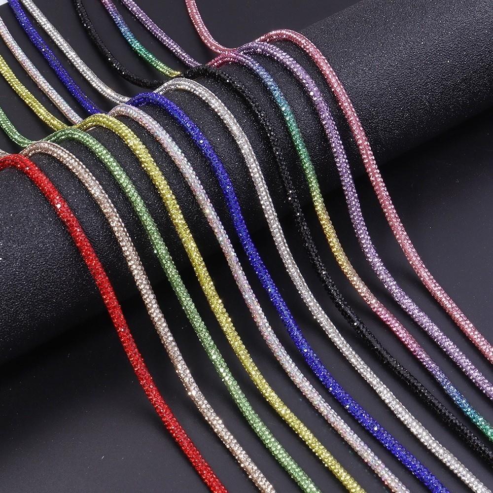 Multi-purpose Multi-Color Rhinestone Rope 5yards Length 4mm Width Diamond Rope Sparkling Rhinestone Cord Trim DIY Sewing