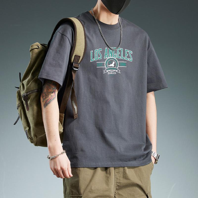 

Простая футболка Мужская с принтом Летняя Модная Хлопковая Дышащая с коротким рукавом Свободная Модная Дышащая футболка 3XL