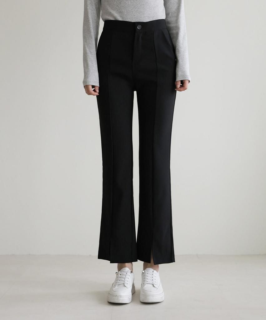Jikeulib Secret Banding Front Line Slit Semi-Bootcut Slacks