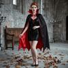 Solid Color Gothic Costume Cape Stand-up Collar Witch Cape Funny Halloween Hooded Cloak  Prank Joke