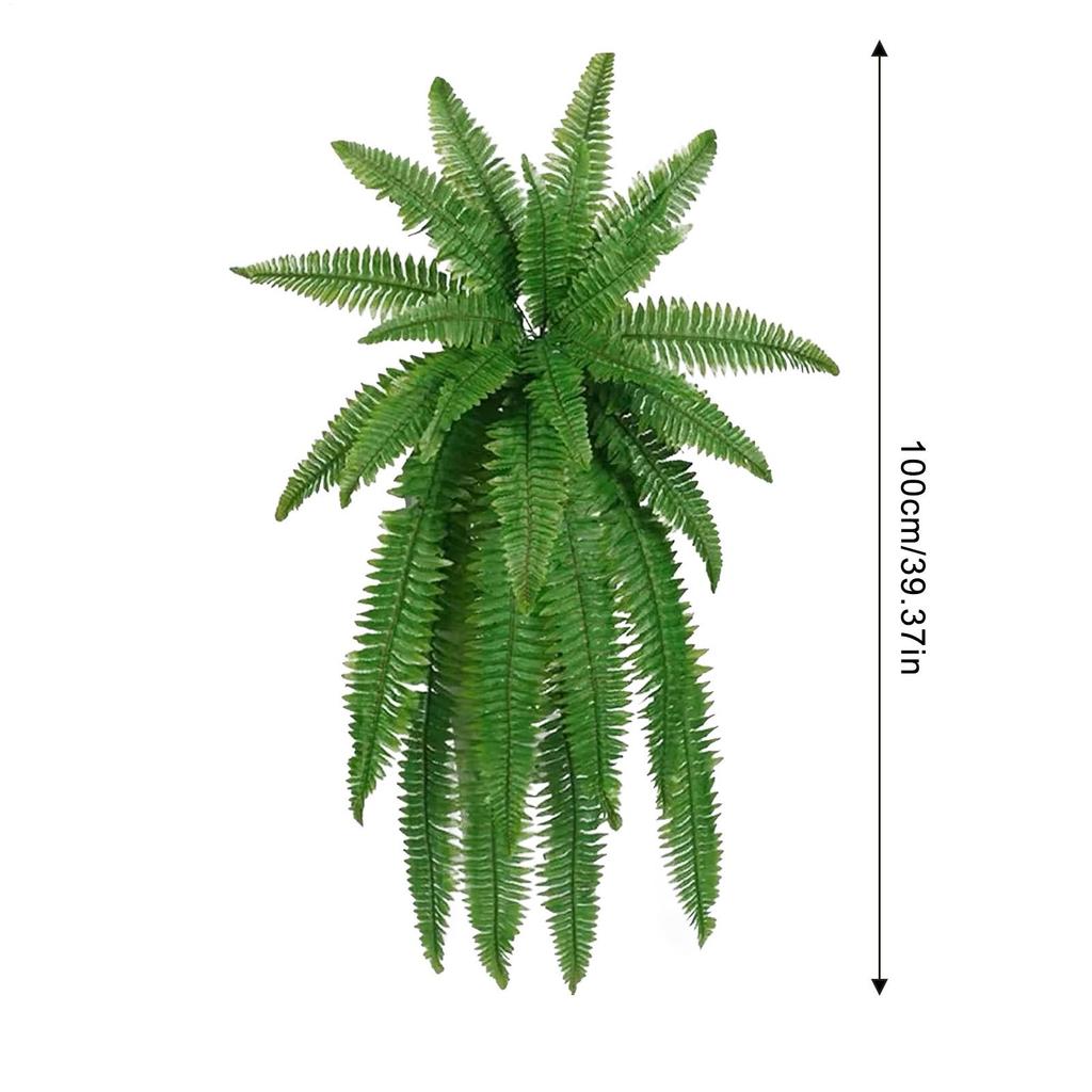 Artificial Boston Fern Fake Plastic Plants Greenery Decorations 18 Branches Faux Ferns For Outdoor Garden Decor Waterproof