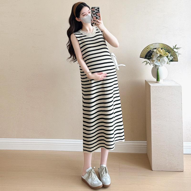 Elegant Plus Size Maternity Spring Dress Set - Trendy Two-Piece for Moms XL