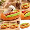 Hot Dog Shaped Pet Bed for Small Dogs and Cats - Cute Sausage Design, Soft Warm Cozy Cushion with Removable Cover