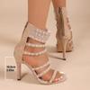 2024 Luxury Rhinestone Sandal Boots Women's High Heels Hollow Pearl Gladiator Sandals Women's Stiletto Party Shoes