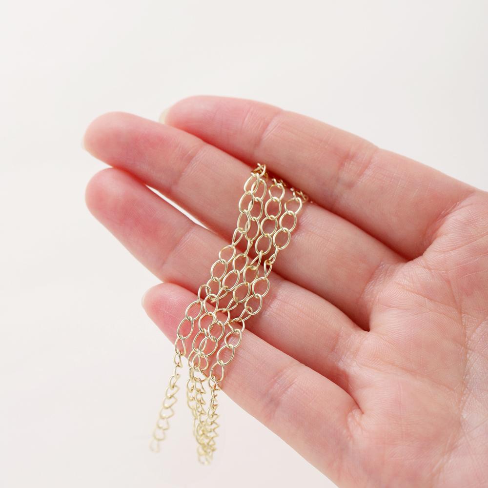 1Meter/roll 14K Gold Plated Round Neckace Bulk Extender Chain Bracelet Pendant Tail Chain For DIY Jewelry Making Accessories