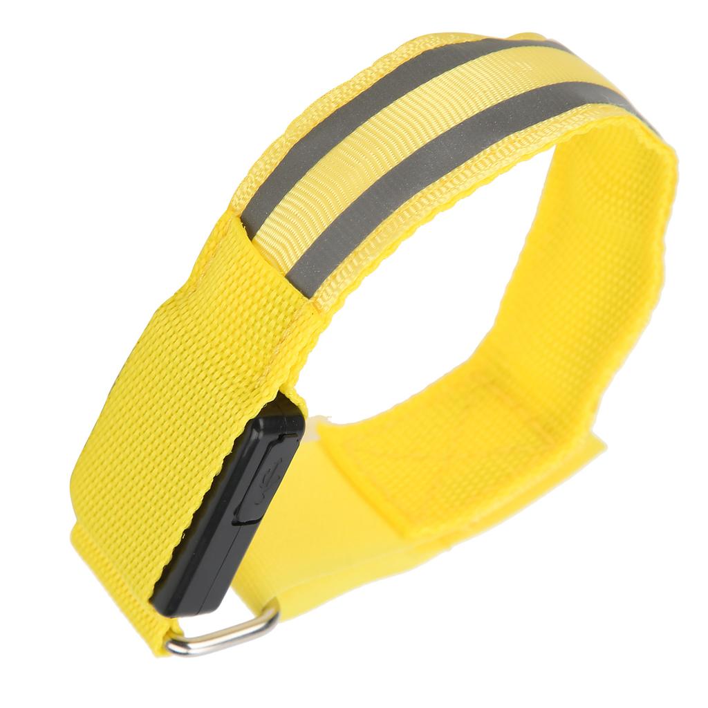 Reflective LED Light Armband Dual Luminous Strips Light Up Bracelet Wristband for Night Running Battery PoweredYellow