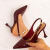 Womans Pumps Spring New Fashion Pointed Toe Slingbacks Sandals Simple Versatile Black Stiletto High Heel Shoes Sandales À Talons