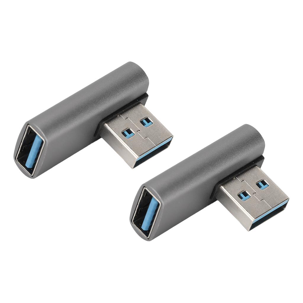 2Pcs USB3.0 Male to Female Adapter 10Gbps Rapid Heat Dissipation Small Portable 90 Degree USB Adapter for Home Office