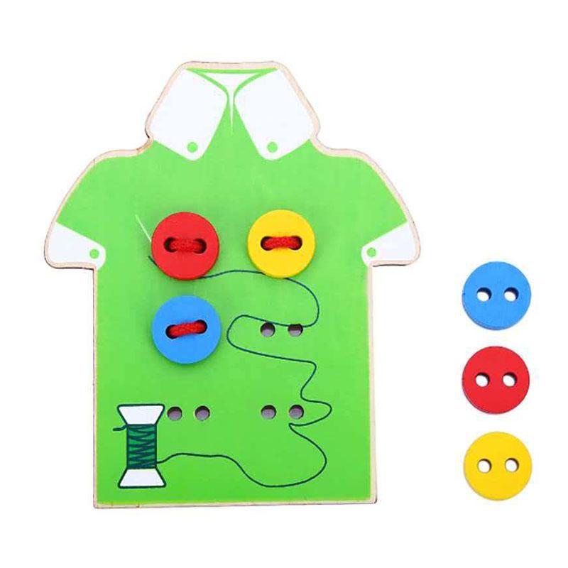 

Wooden Dressing Busy Board Button Threading Montessori Early Learning Basic Life Skills Educational Toys For Kids Boys Girls