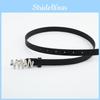White Leather Caterpillar Buckle Belt Womens Smooth Buckle Accessory Black