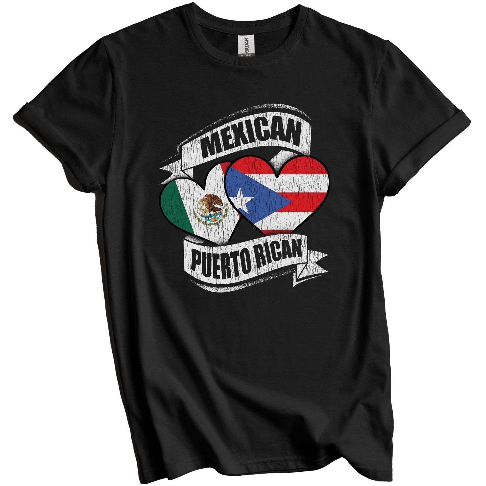 Mexican Puerto Rican Hearts Mexico Puerto Rico Flags T-Shirt 2XL
