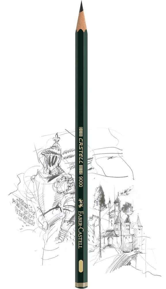 Faber-Castell 9000 Graphite Art Pencil Set in Slim Flexi Case (8H-2H, 12 Pencils)