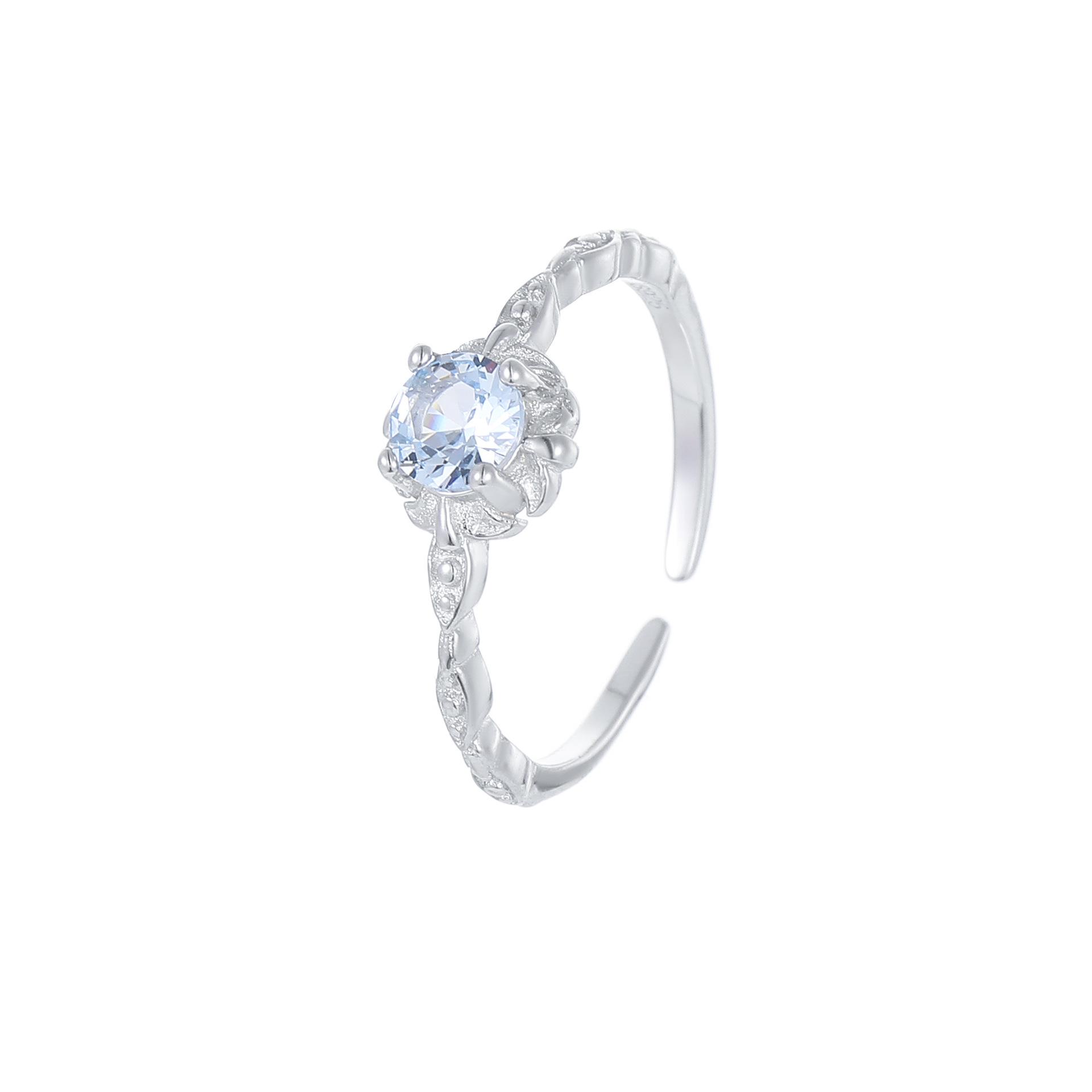 

Dreamy Flower Blue Zircon 18k S925 Sterling Silver Ring - Versatile, Fresh, and Sweet for Women Adjustable