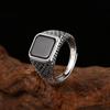 2026 Fine Pattern Ring Men's Woven Pattern Black Zircon Ring Opening Adjustable Retro Jewelry