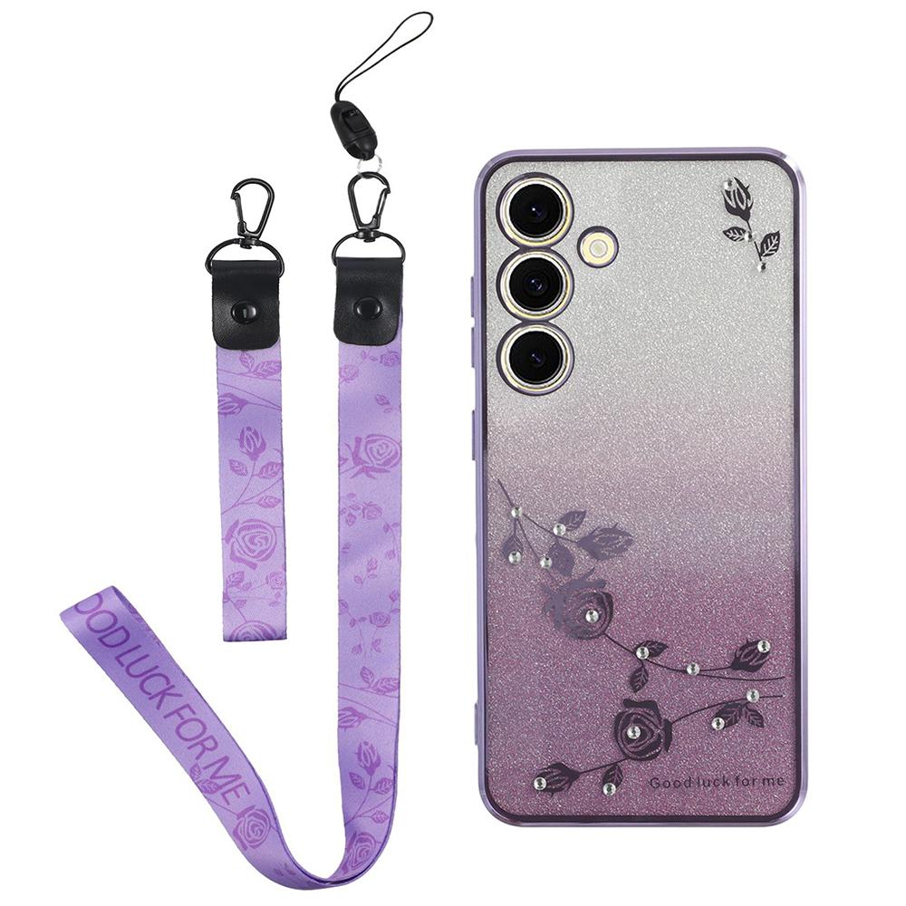 Für Samsung Galaxy S25+ Hülle Blumenmuster TPU Farbverlauf Handyhülle mit Tragebändern