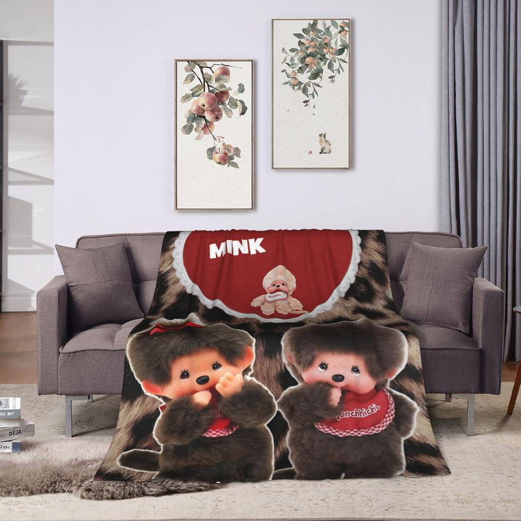 Cute Monchhichis Blankets Coral Fleece Plush Summer Breathable Super Soft Throw Blanket for Sofa Outdoor Quilt