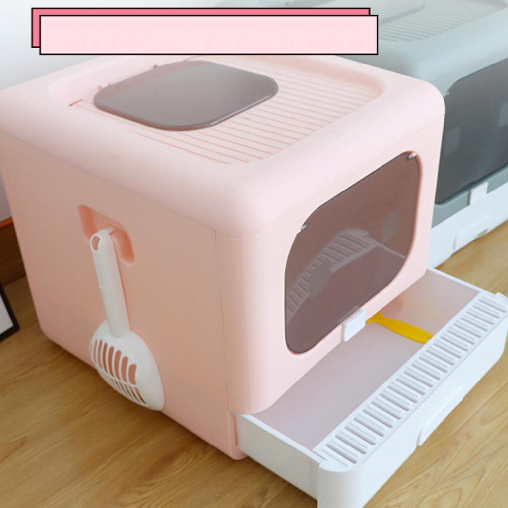 Cat Litter Box Enclosed PP Odorless Foldable Anti  ing with Scoop 2 Doors Cat Toilet for Pet Supplies