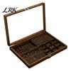 Jewelry Box with Partitions Ring Storage Box, Durable Wood Compartmentalized Design, Soft Neat And Orderly Velvet Interior Multi-grid Organizer,