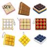 PLA 3D Printed Pendants 9-Square Fidget Clicker Toy, Simulation Fruit Cookie Pressing Portable Desk Fidgets Keychain, Click Stress Relief Desktop