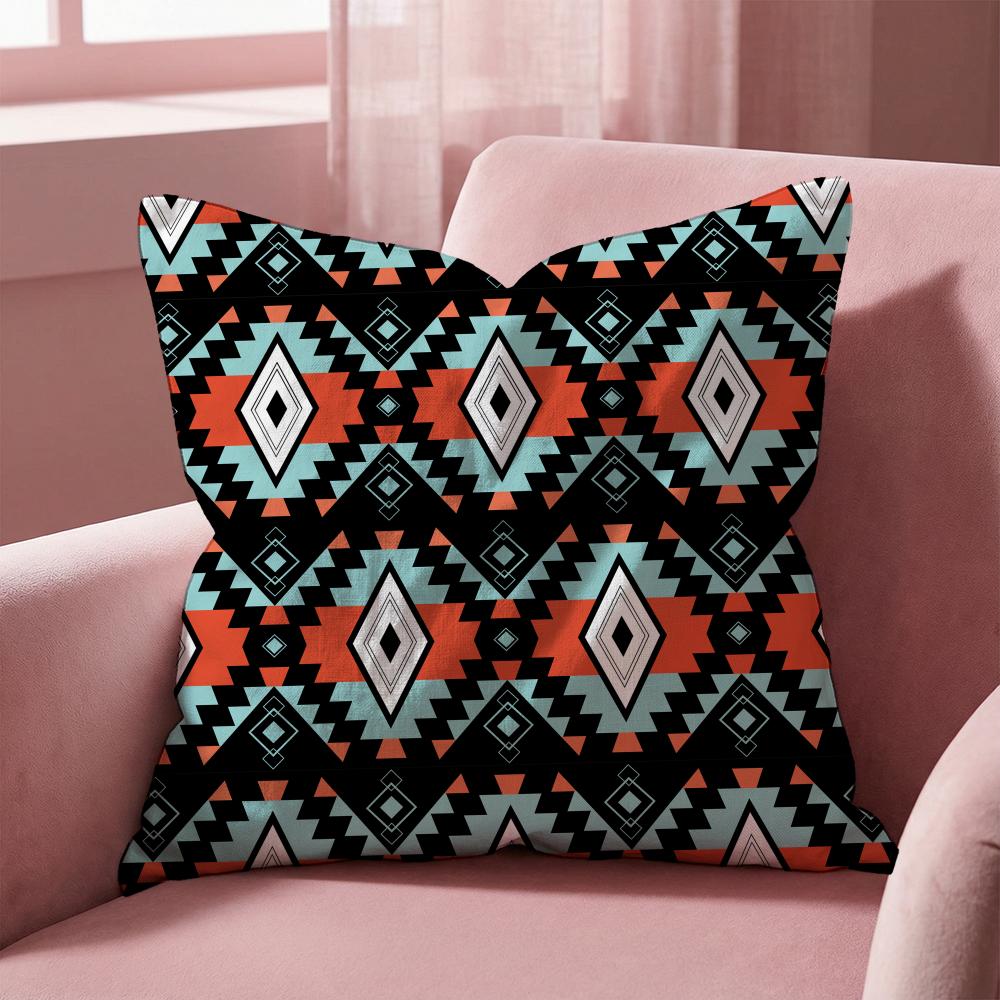 Native Fabric Pattern Cushion Cover Multi-Scene Pillow Cover for Home & Car - Reversible, Soft & Durable for Daily Use