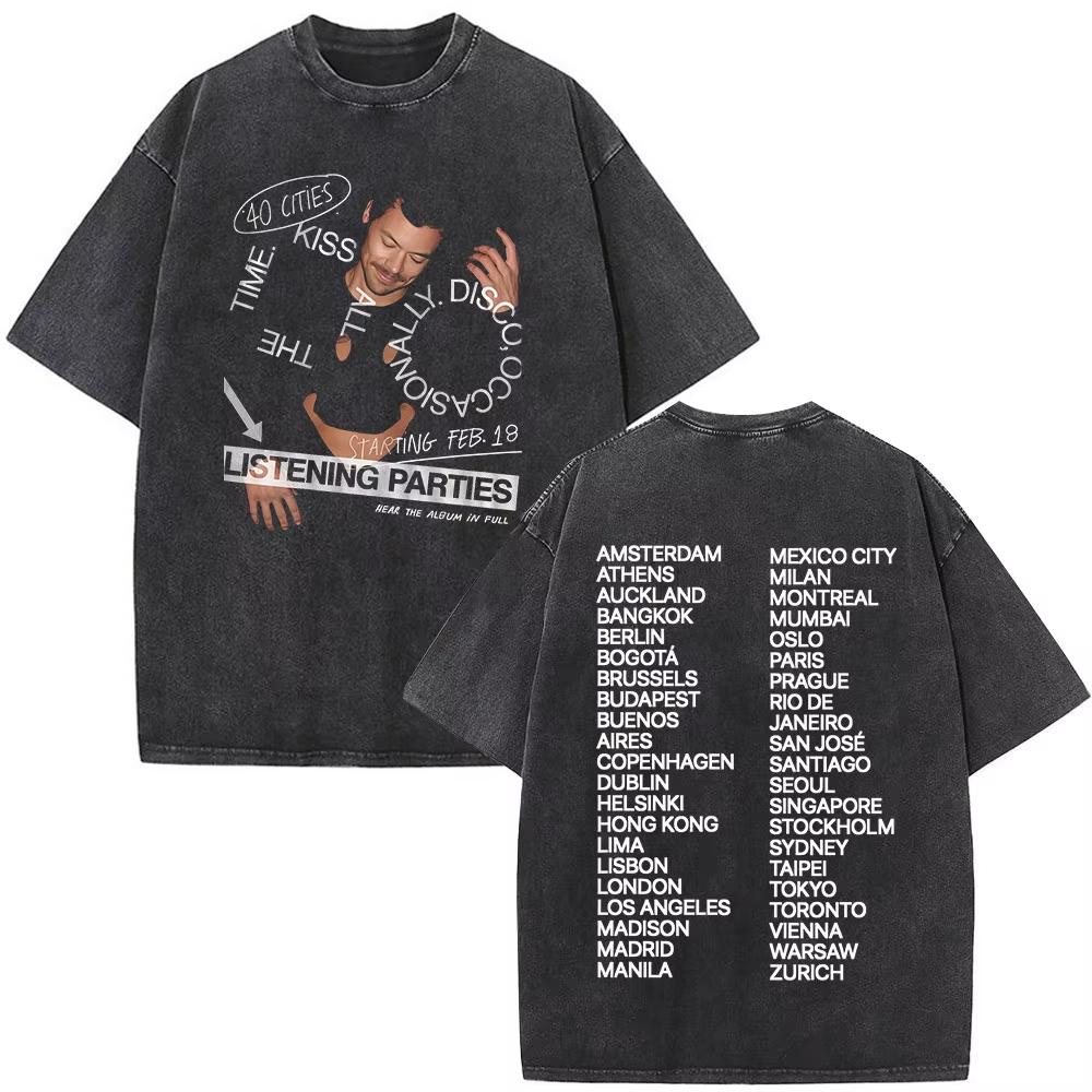 Kuss All The Time Disco Gelegentlich Album Vintage Gewaschen T-Shirts Herren Damen Kleidung Mode Hip Hop Kurze Ärmel T-Shirt