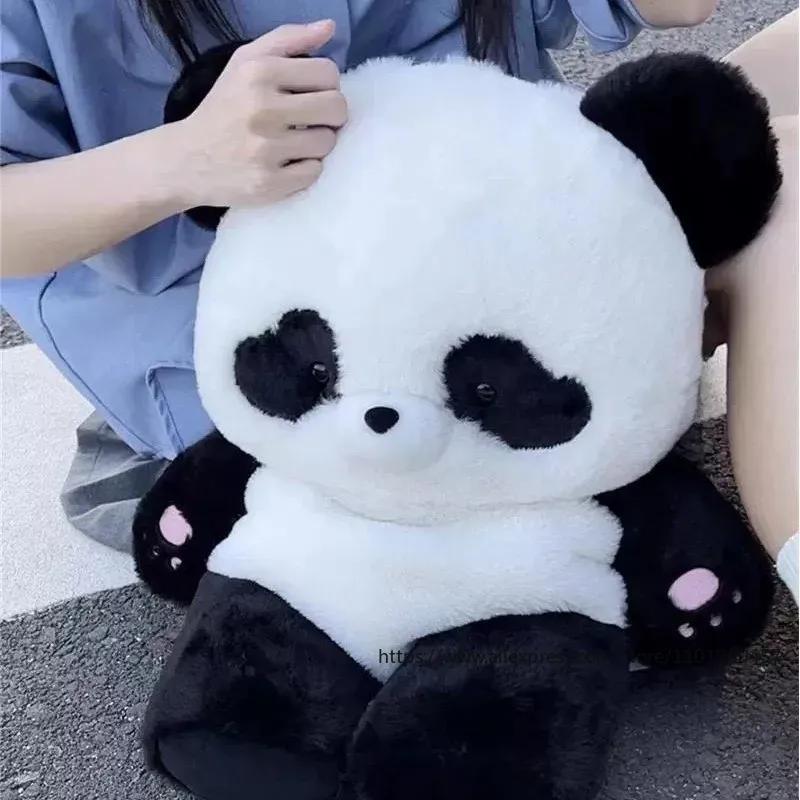 Cartoon Cute Panda Shape Backpack Nylon Plush Material 2 Sizes Available Removable Shoulder Strap Bag Fashion Women's Makeup Bag