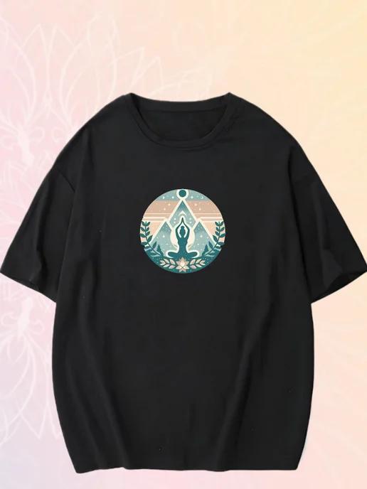 Oversized T-shirt with a yoga print 4XL