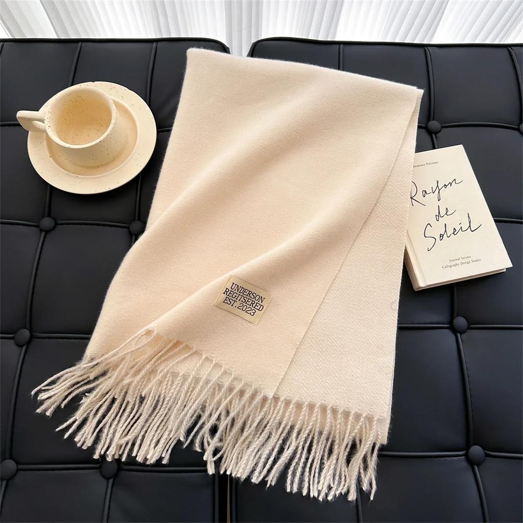 Solid Winter Scarf Women Cashmere Warm Pashmina Female Scarves Long Blanket Thick Soft Tassel Shawls Wraps Echarpe Stoles