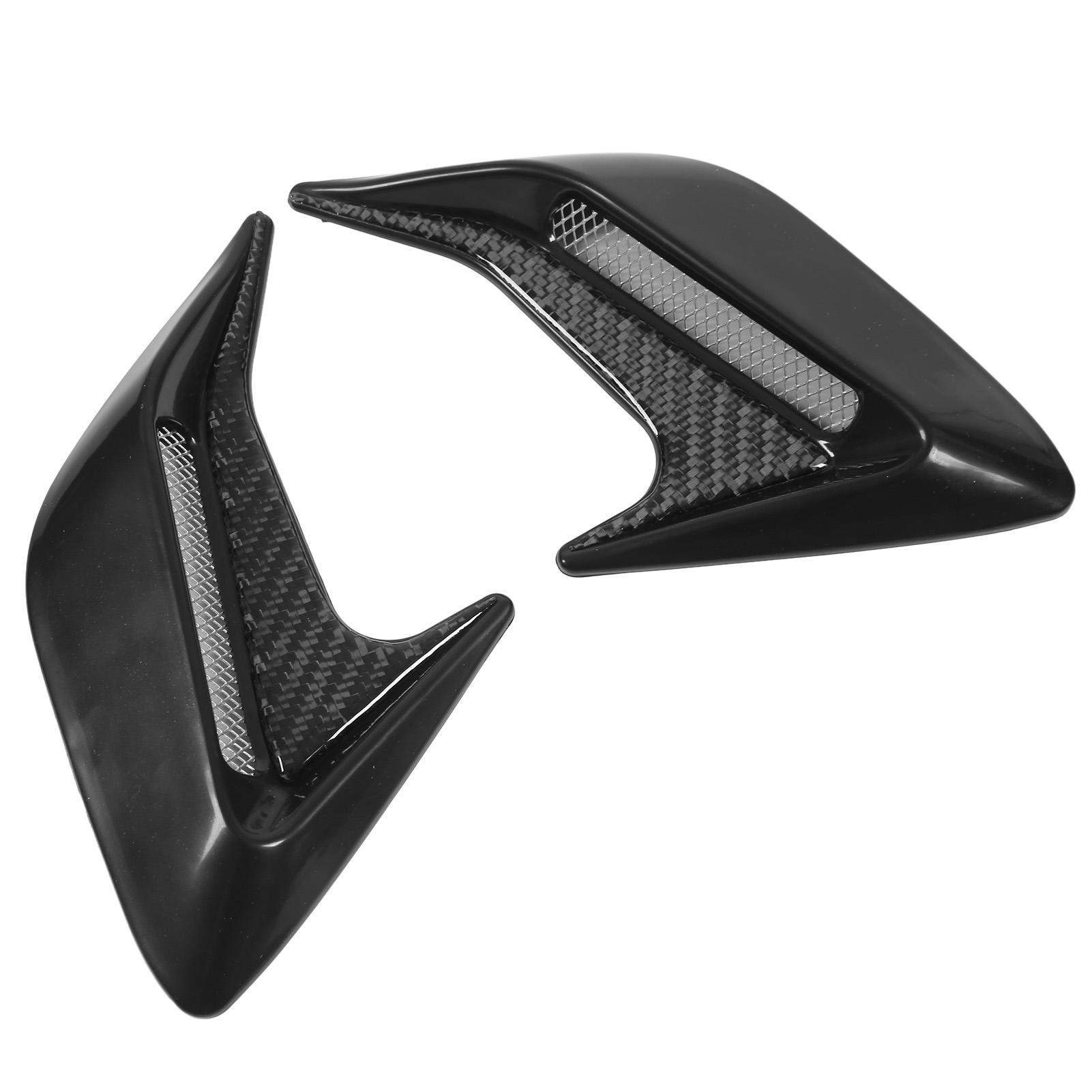 Пара боковых решеток вентиляционных отверстий капота Декоративная накладка Самоклеящаяся Наружная Левая Правая Универсальная Черная