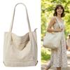 Women's Corduroy Shoulder Bag Large Capacity Handbag Casual Top Handle Bags for Students And Casual Enthusiasts  Gray