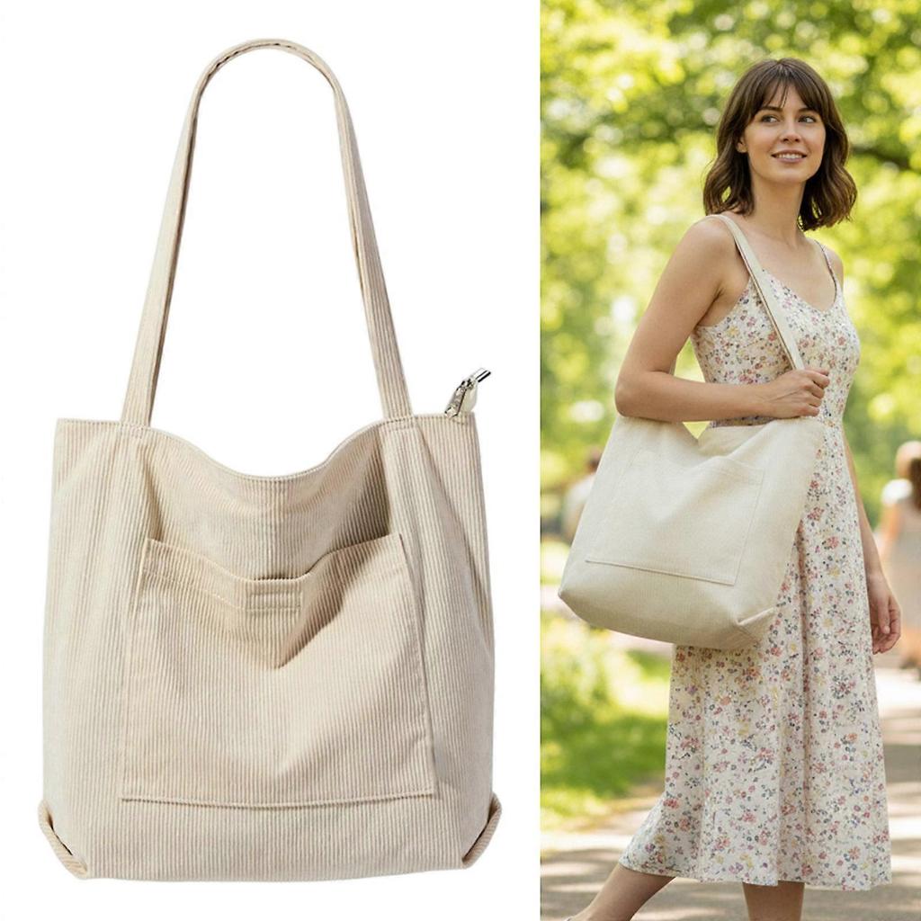 Women's Corduroy Shoulder Bag Large Capacity Handbag Casual Top Handle Bags for Students And Casual Enthusiasts Gray