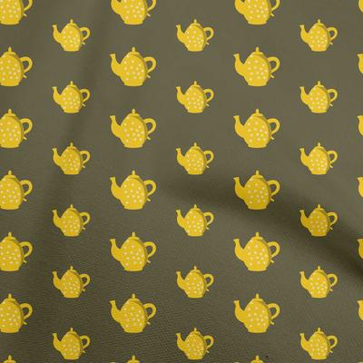 Cotton Flex Dark Olive Green Fabric Tea Kettle Craft Projects Decor Fabric Printed By The Yard 40 Inch