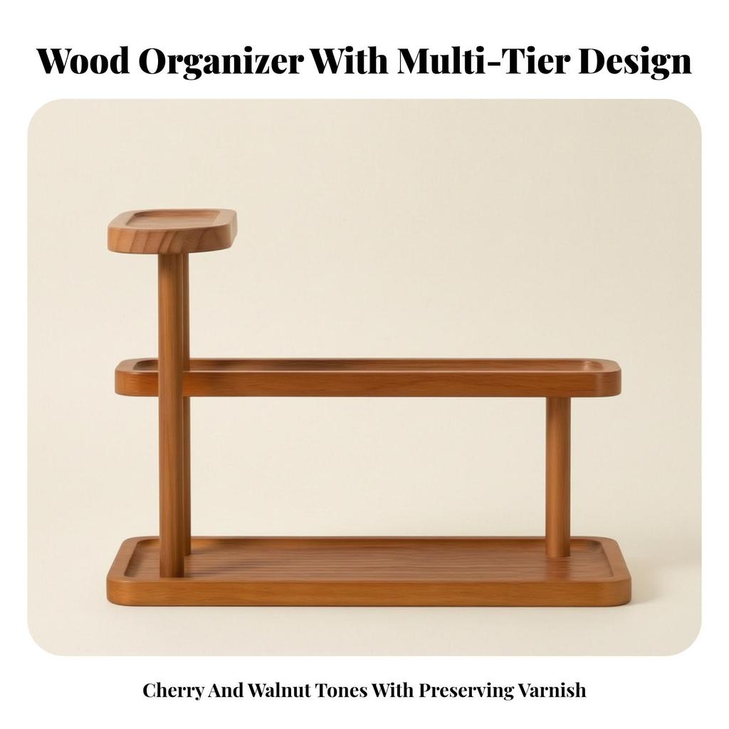 Wooden Tabletop Organizer 3 Tier Perfume Display Shelf Space-Saving for Bedroom