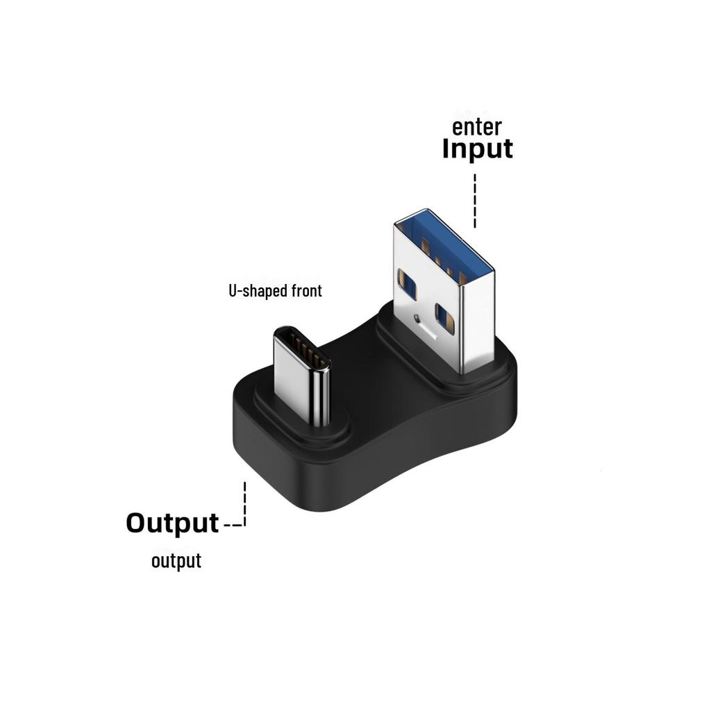 USB Typ-C 3.2 Gen 2 Stecker auf Buchse 90-Grad-Adapter, 10 Gbit/s High-Speed U-Typ Konverter