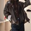 Coat for Women Cotton Autumn Winter Thickened Casual Oversize Casual Collar Leather Outerwear  Jacket