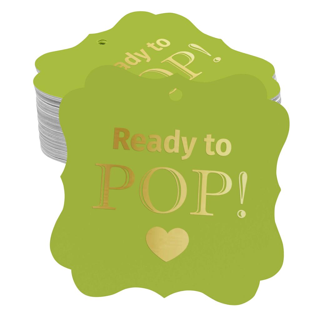 Inkdotpot Real Gold Foil Ready To Pop Baby Shower Tags Favor Bracket Shape Hang Pack Of 100 Paper