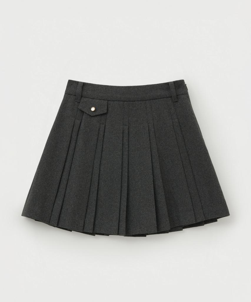 Seteo (W) Wool Blend Pleated Mini Skirt Charcoal