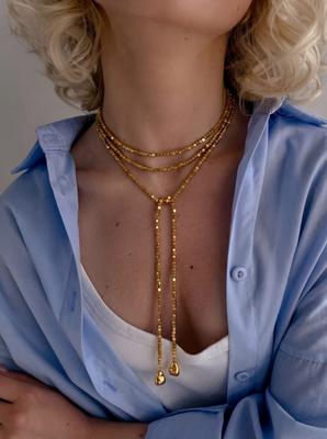 Boho Irregular CCB Beaded Long Necklace for Women Hip Hop Creative Sexy Y-Shaped Clavicle Chain Holiday Party Jewelry Accessory