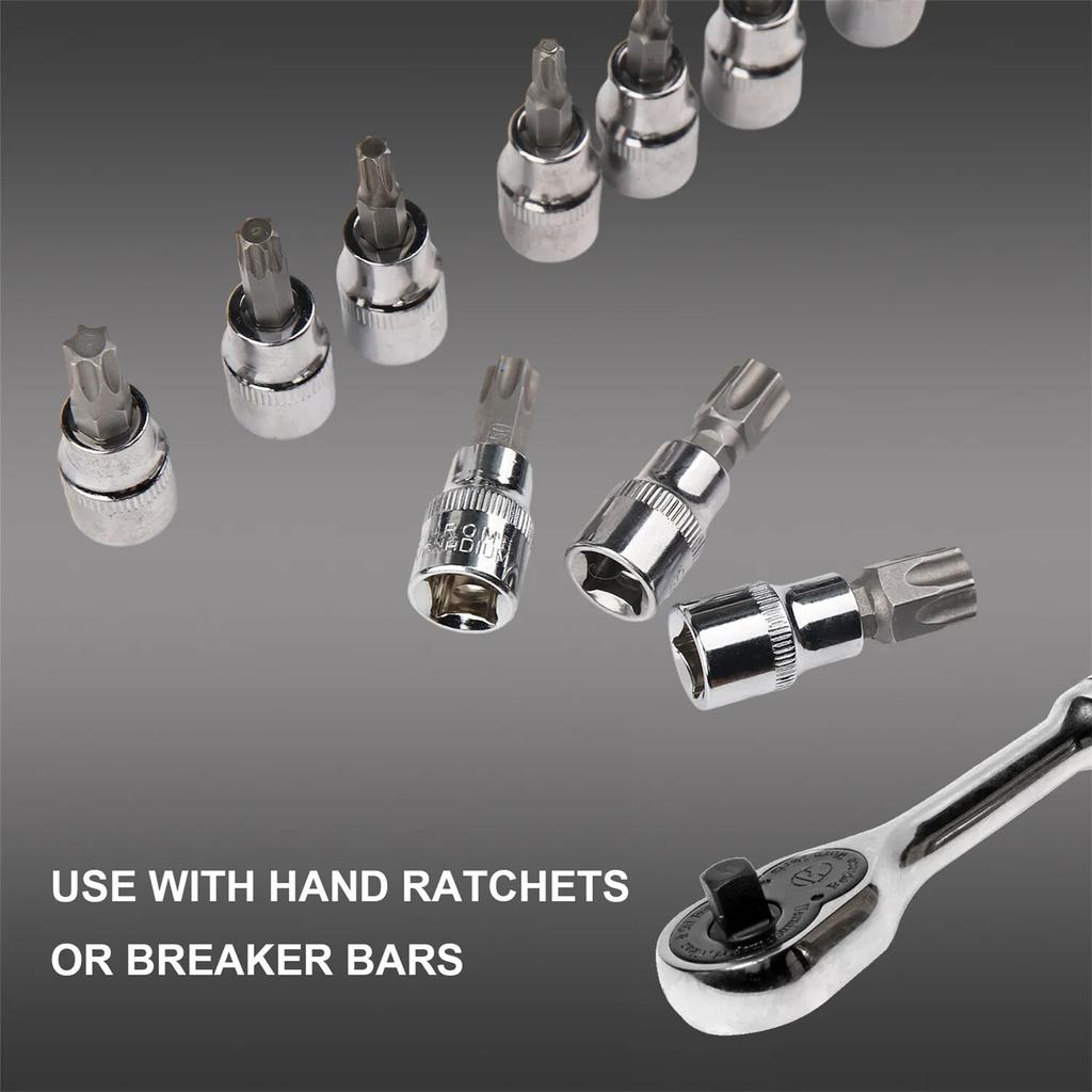 34pcs Torx Star Sockets Bit Set Male Female E-Security Bits Professional Grade